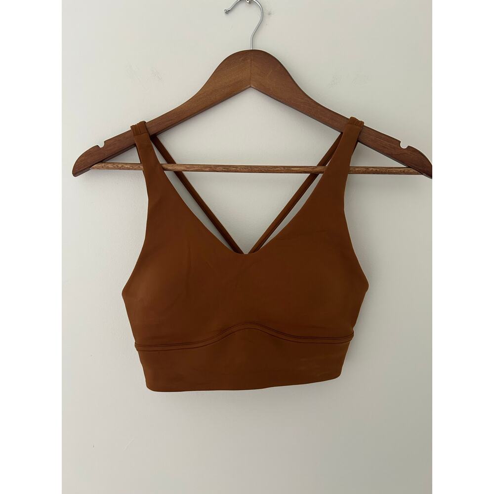 Lululemon In Alignment Longline Sports Bra Light Support B/C Cup Copper Brown 6 - Picture 4 of 7